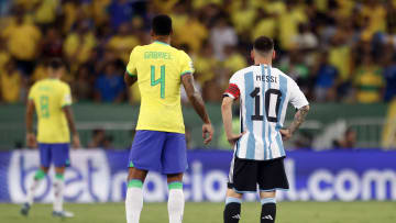 Gabriel Magalhaes and Lionel Messi representing their national teams.