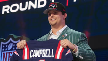 Apr 24, 2025; Green Bay, WI, USA; LSU Tigers offensive lineman Will Campbell is selected by the New England Patriots as the number four pick in the first round of the 2025 NFL Draft at Lambeau Field. Mandatory Credit: Kirby Lee-Imagn Images
