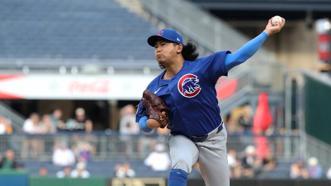 Apr 29, 2025; Pittsburgh, Pennsylvania, USA; Chicago Cubs starting pitcher Shota Imanaga (18) delivers a pitch against the Pittsburgh Pirates during the first inning at PNC Park. Apr 29, 2025; Pittsburgh, Pennsylvania, USA; Chicago Cubs starting pitcher Shota Imanaga (18) delivers a pitch against the Pittsburgh Pirates during the first inning at PNC Park.
