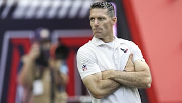 Houston Texans general manager Nick Caserio on the field before the game against the New York Giants at NRG Stadium.