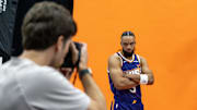 Sep 24, 2025; Phoenix, AZ, USA; Phoenix Suns forward Dillon Brooks (3) poses for portrait during Media Day at PHX Arena. Mandatory Credit: Mark J. Rebilas-Imagn Images
