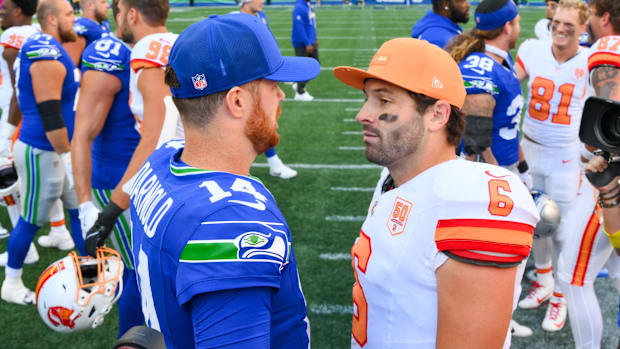 Seattle Seahawks quarterback Sam Darnold and Tampa Bay Buccaneers quarterback Baker Mayfield