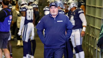Oct 13, 2024; Arlington, Texas, USA; Dallas Cowboys Head Coach Mike McCarthy comes out of the tunnel prior to the game against the Detroit Lions at AT&T Stadium. Mandatory Credit: Andrew Dieb-Imagn Images