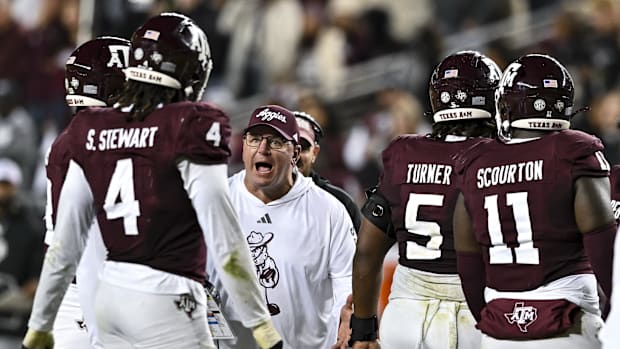 Texas A&M head coach Mike Elko during a game against Texa
