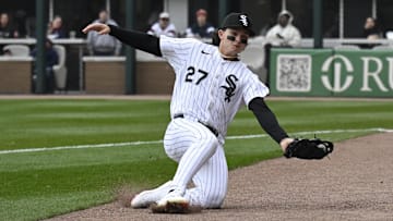 Chicago White Sox right fielder Brooks Baldwin (27) catches a fly ball hit by Boston Red Sox second baseman Kristian Campbell (28) during the fifth inning at Guaranteed Rate Field. Mandatory Credit: Matt Marton-Imagn Images