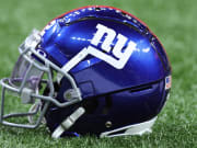 Dec 17, 2023; New Orleans, Louisiana, USA; A detailed view of a New York Giants helmet before the game.