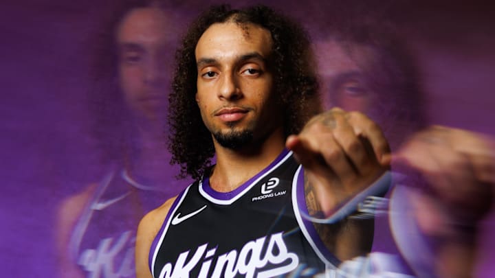 Sep 29, 2025; Sacramento, CA, USA; Sacramento Kings guard Devin Carter (22) during media day at Golden 1 Center. Mandatory Credit: Sergio Estrada-Imagn Images