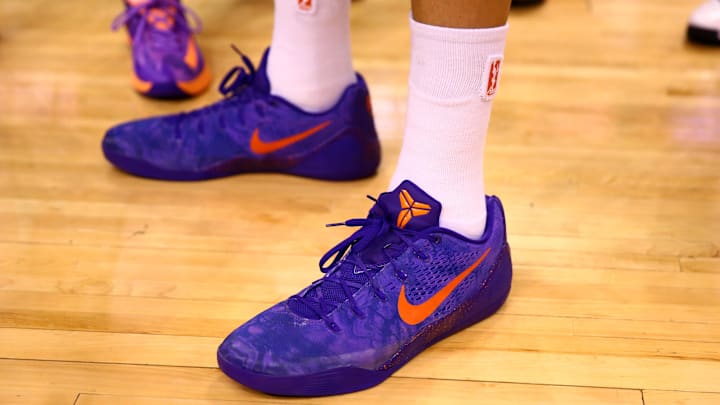 Sep 7, 2014; Phoenix, AZ, USA; Detailed view of the Nike shoes of Phoenix Mercury center Brittney Griner (42) against the Chicago Sky during game one of the WNBA Finals at US Airways Center. The Mercury defeated the Sky 83-62. Mandatory Credit: Mark J. Rebilas-Imagn Images