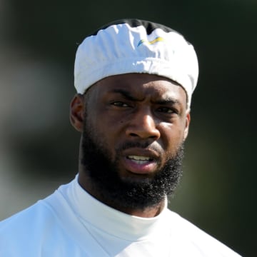 Jul 26, 2023; Costa Mesa, CA, USA; Los Angeles Chargers receiver Mike Williams (81) during training camp at Jack Hammett Sports Complex