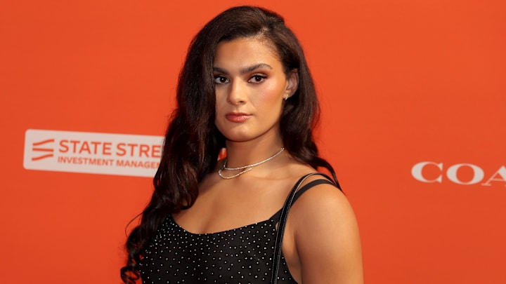 Apr 13, 2026; New York, NY, USA; Lauren Betts poses for a photo on the orange carpet before the 2026 WNBA Draft at The Shed at Hudson Yards. Mandatory Credit: Brad Penner-Imagn Images