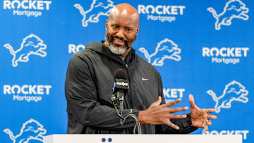 Detroit Lions Executive Vice President & General Manager Brad Holmes speaks to the press about their season, how it ended and what’s next at the Detroit Lions headquarters and training facility in Allen Park, Mich., Thursday, Jan. 23, 2025.