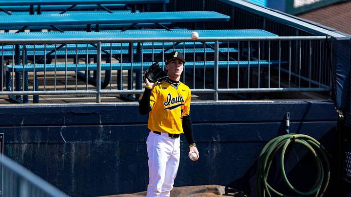 Iowa starting pitcher Maddux Frese (31) warmps up in the bullpen ahead of his start against Penn State baseball on March 15, 2026.