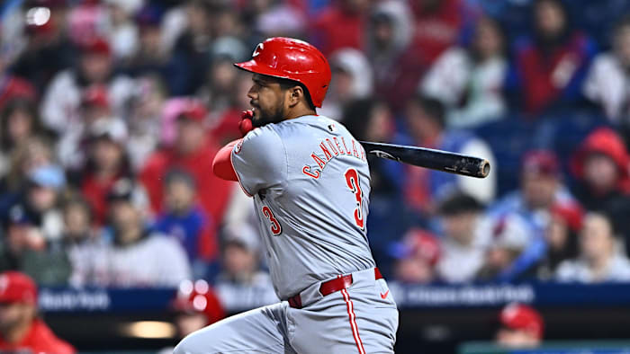 Apr 1, 2024; Philadelphia, Pennsylvania, USA; Cincinnati Reds third baseman Jeimer Candelario (3)