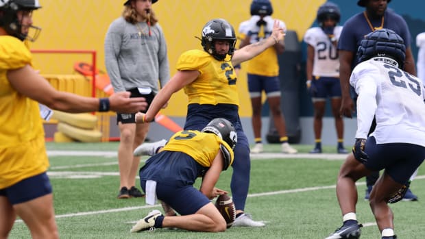 West Virginia University kicker RJ Kocan.