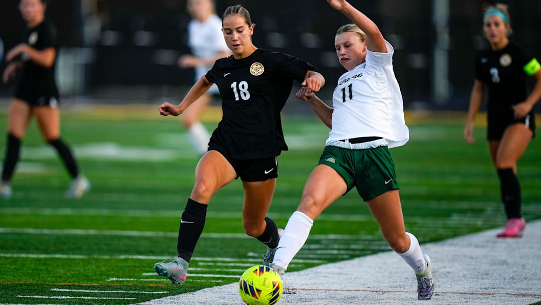 Dublin Jerome's Blake Sobczak (11) was one of nearly 90 girls soccer players selected as a 2025 All-American by the United Soccer Coaches.