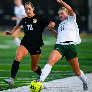 Dublin Jerome's Blake Sobczak (11) was one of nearly 90 girls soccer players selected as a 2025 All-American by the United Soccer Coaches.