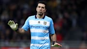 Gianluigi Buffon of Parma Calcio looks on during the Coppa...