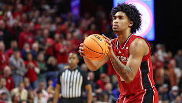 Dec 14, 2024; Piscataway, New Jersey, USA; Rutgers Scarlet Knights guard Dylan Harper (2) shoots a free throw  during the second half against the Seton Hall Pirates at Jersey Mike's Arena. Mandatory Credit: Vincent Carchietta-Imagn Images