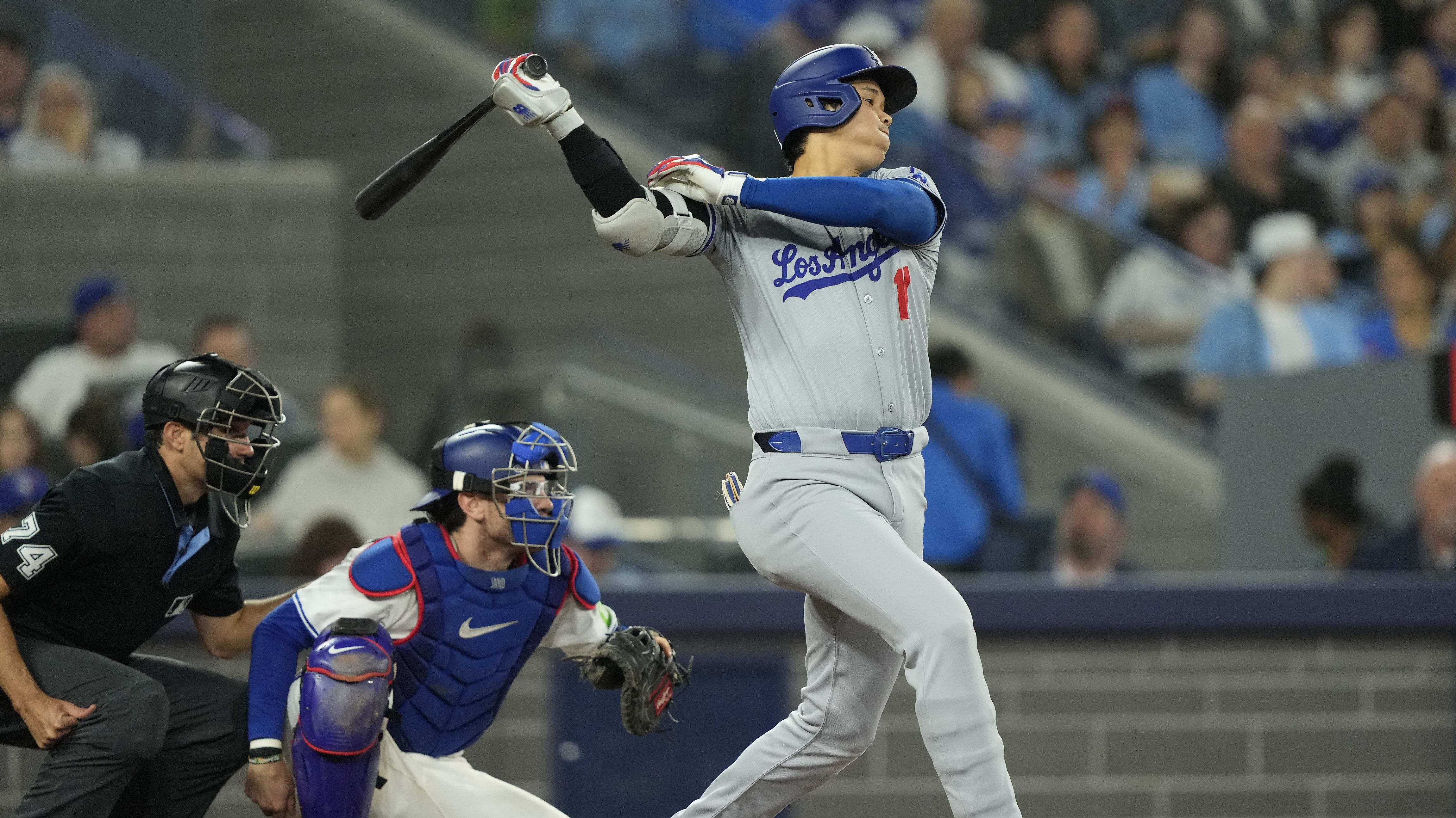 Shohei Ohtani hit a baseball at 119.2 MPH during the Dodgers' 4-2 win over the Blue Jays on Saturday. 