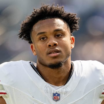 October 15, 2023; Inglewood, California, USA; Arizona Cardinals wide receiver Rondale Moore (4) before the game against the Los Angeles Rams at SoFi Stadium. Mandatory Credit: Kyle Terada-Imagn Images