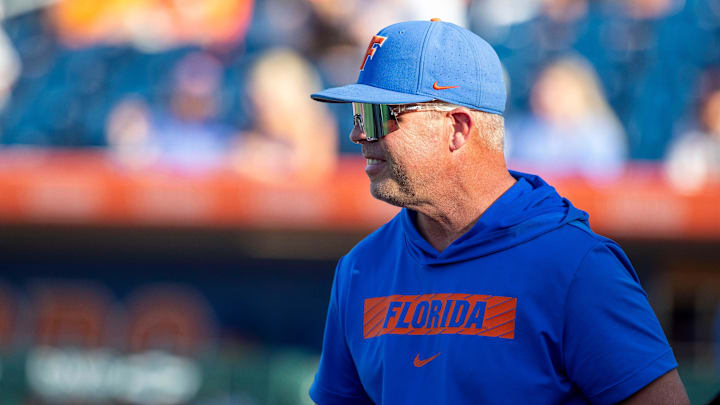 Florida head coach Kevin OÕSullivan before the matchup with Alabama. The Gators came back from being down 5-0 to beat Alabama 7-6, Friday, May 15, 2025, at Condron Family Ballpark in Gainesville, Florida. [Cyndi Chambers/ Gainesville Sun] 2025