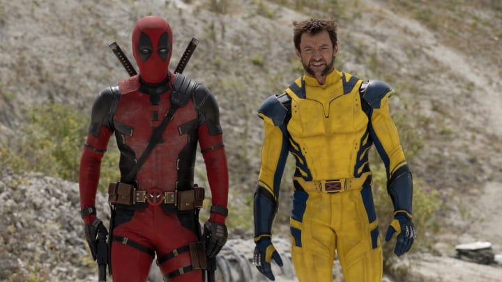 (L-R): Ryan Reynolds as Deadpool/Wade Wilson and Hugh Jackman as Wolverine/Logan 20th Century Studios/Marvel Studios' DEADPOOL & WOLVERINE. Photo by Jay Maidment. © 2024 20th Century Studios / © and ™ 2024 MARVEL.
