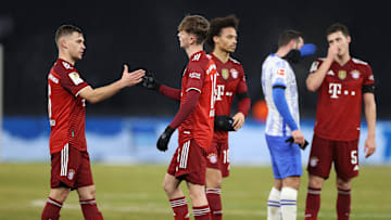 Zufriedene Münchner: Joshua Kimmich und Co haben Hertha BSC die Grenzen aufgezeigt