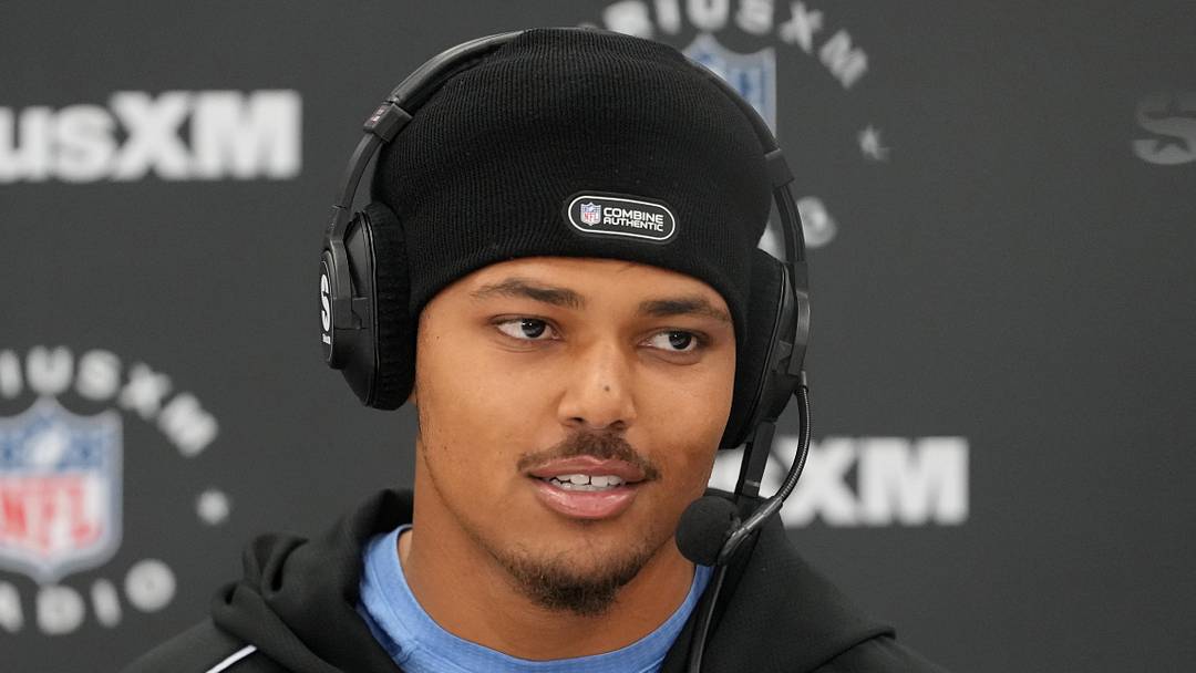 Feb 25, 2026; Indianapolis, IN, USA;  Clemson defensive lineman TJ Parker (DL55) on the SiriusXM NFL Radio set at the NFL Scouting Combine at the Indiana Convention Center. Mandatory Credit: Kirby Lee-Imagn Images