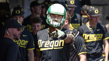 The Big Mayo, Dominic Hellman had three hits and three RBI for the Ducks Saturday, including a two-run dinger in the 5th, but Oregon fell 10-8 to Cal Poly, eliminated from the Eugene Regional.