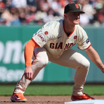 Sep 28, 2024; San Francisco, California, USA; San Francisco Giants third baseman Matt Chapman (26) plays his position against the St. Louis Cardinals during the fourth inning at Oracle Park. 