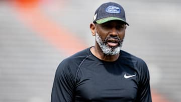 Florida Gators assistant head coach for secondary Corey Raymond looks on during spring football practice at Steve Spurrier Field at Ben Hill Griffin Stadium in Gainesville, FL on Saturday, April 1, 2023. [Matt Pendleton/Gainesville Sun]

Ncaa Football Florida Gators Spring Football Practice