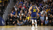 Apr 12, 2024; San Francisco, California, USA; Golden State Warriors guard Stephen Curry (30) during