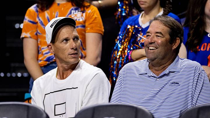 uDec 4, 2022; Gainesville, Florida, USA; Former Florida Gators and NBA guard Jason Williams watches from the sidelines during the first half against the Stetson Hatters at Exactech Arena at the Stephen C. O'Connell Center. Mandatory Credit: Matt Pendleton-Imagn Images