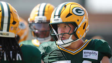 Green Bay Packers linebacker Kristian Welch (54) participates in drills during the sixth day of training camp on July 29, 2025, at Ray Nitschke Field in Ashwaubenon, Wis.