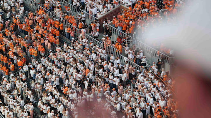 Fans stand before a game between Florida and Tennessee inside Neyland Stadium, Saturday, Oct. 12, 2024.