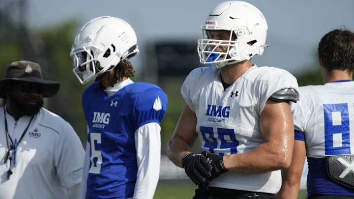 IMG Academy defensive lineman P.J. Carey (#99). IMG Academy held a media day practice on Friday, August 1, in Bradenton.
