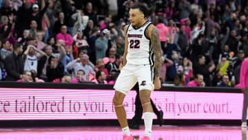 Feb 7, 2024; Providence, Rhode Island, USA; Providence Friars guard Devin Carter (22)  reacts to scoring 3 points against the Creighton Bluejays in overtime at Amica Mutual Pavilion. Mandatory Credit: Eric Canha-USA TODAY Sports