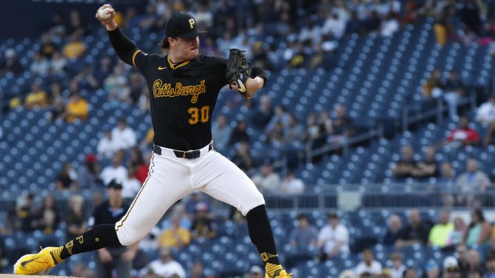 Pittsburgh Pirates starting pitcher Paul Skenes (30) delivers a pitch against the Cincinnati Reds during the first inning at PNC Park. 