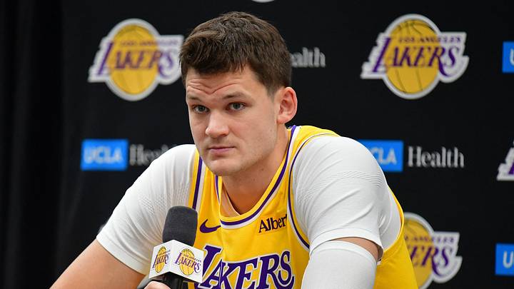 Sep 28, 2026; El Segundo, CA, USA; Los Angeles Lakers player Walker Kessler (14)  during media day at UCLA Health Training Center.  Mandatory Credit: Gary A. Vasquez-Imagn Images