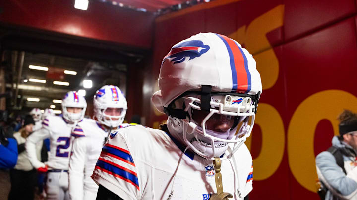 Damar Hamlin prepares to take the field for the AFC championship between the Bills and Chiefs on Jan. 26, 2025.