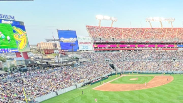Raymond James Stadium hosting the Savannah Bananas baseball team