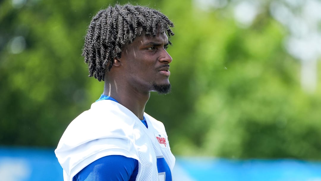 Detroit Lions cornerback Ennis Rakestraw Jr. (9) walks off the field after practice during OTA at Meijer Performance Center in Allen Park on Friday, May 30, 2025.