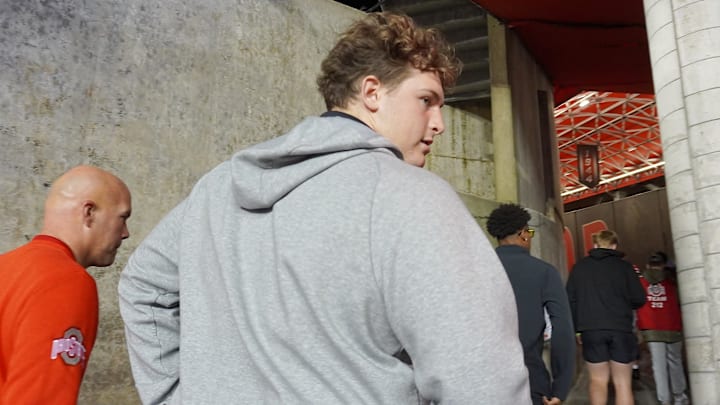 Cherry Creek offensive lineman Jackson Roper visits Ohio Stadium on the day of the Ohio State Buckeyes football game against UCLA on Nov. 15, 2025.