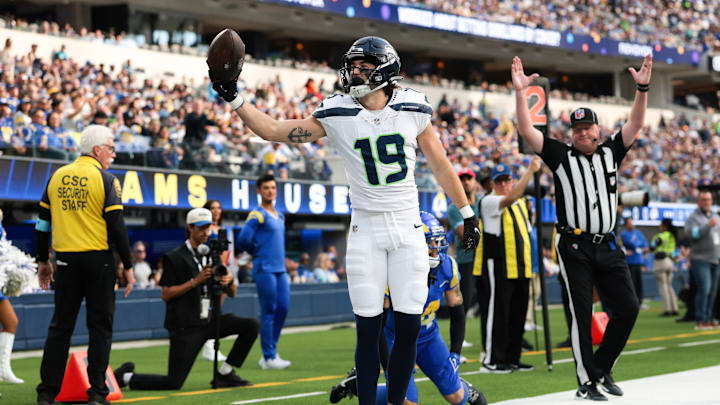 Jake Bobo of the Seattle Seahawks