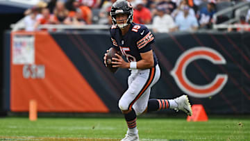 Aug 13, 2022; Chicago, Illinois, USA;  Chicago Bears quarterback Trevor Siemian (15) against the