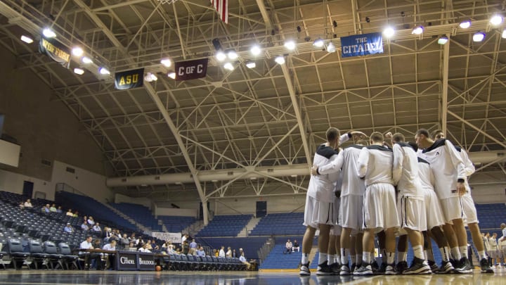 Nov 10, 2012; Charleston, SC, USA; Army Black Knights huddle before the start of the game against the Air Force Falcons in the All-Military Classic held at McAlister Field House. Mandatory Credit-Jeremy Brevard-USA TODAY Sports