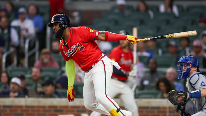 Sep 13, 2024; Atlanta, Georgia, USA; Atlanta Braves designated hitter Marcell Ozuna's explosive season lifts him to another career milestone. Mandatory Credit: Brett Davis-Imagn Images