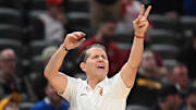 Mar 12, 2025; Indianapolis, IN, USA; USC Trojans head coach Eric Musselman calls out a play during the second half against the Rutgers Scarlet Knights at Gainbridge Fieldhouse. Mandatory Credit: Robert Goddin-Imagn Images