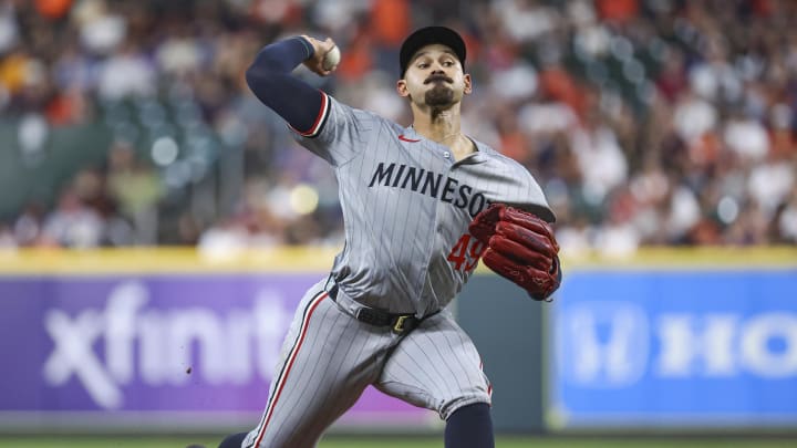 Minnesota Twins starting pitcher Pablo Lopez (49) delivers a pitch during the second inning against the Houston Astros at Minute Maid Park on May 31.