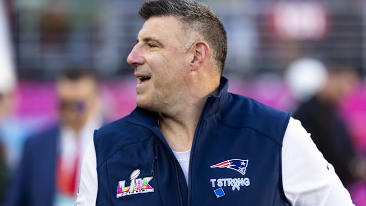 Feb 8, 2026; Santa Clara, CA, USA; New England Patriots head coach Mike Vrabel against the Seattle Seahawks during Super Bowl LX at Levi's Stadium.